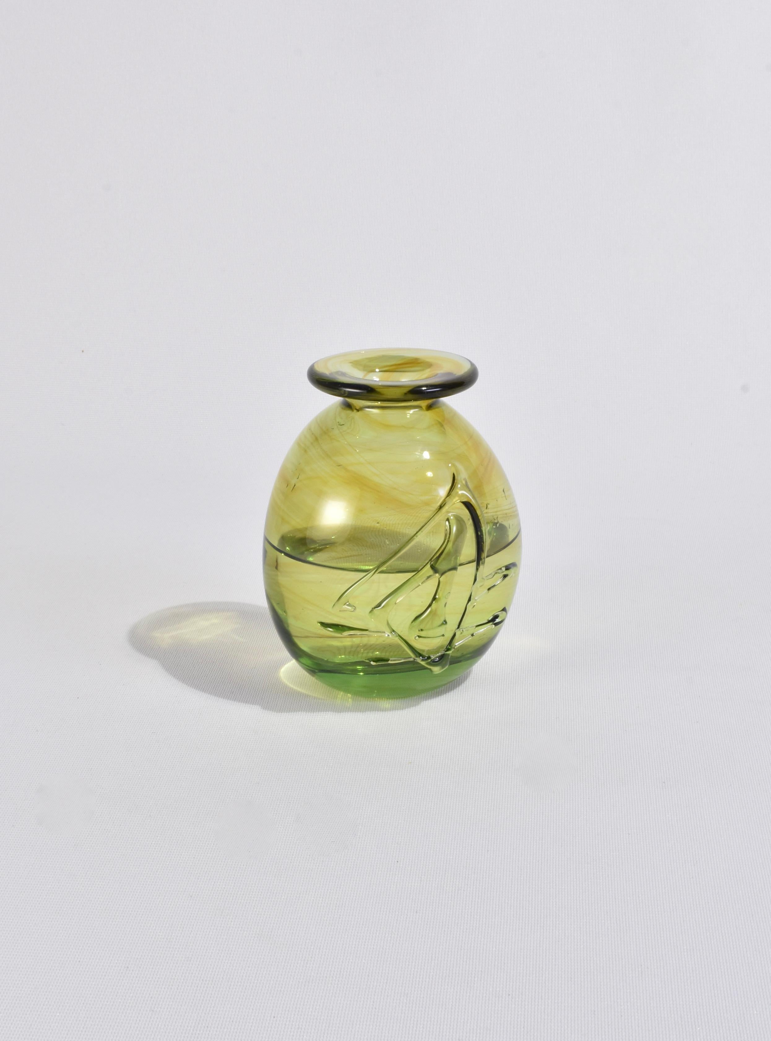 Glass Olive Stem Vase For Sale