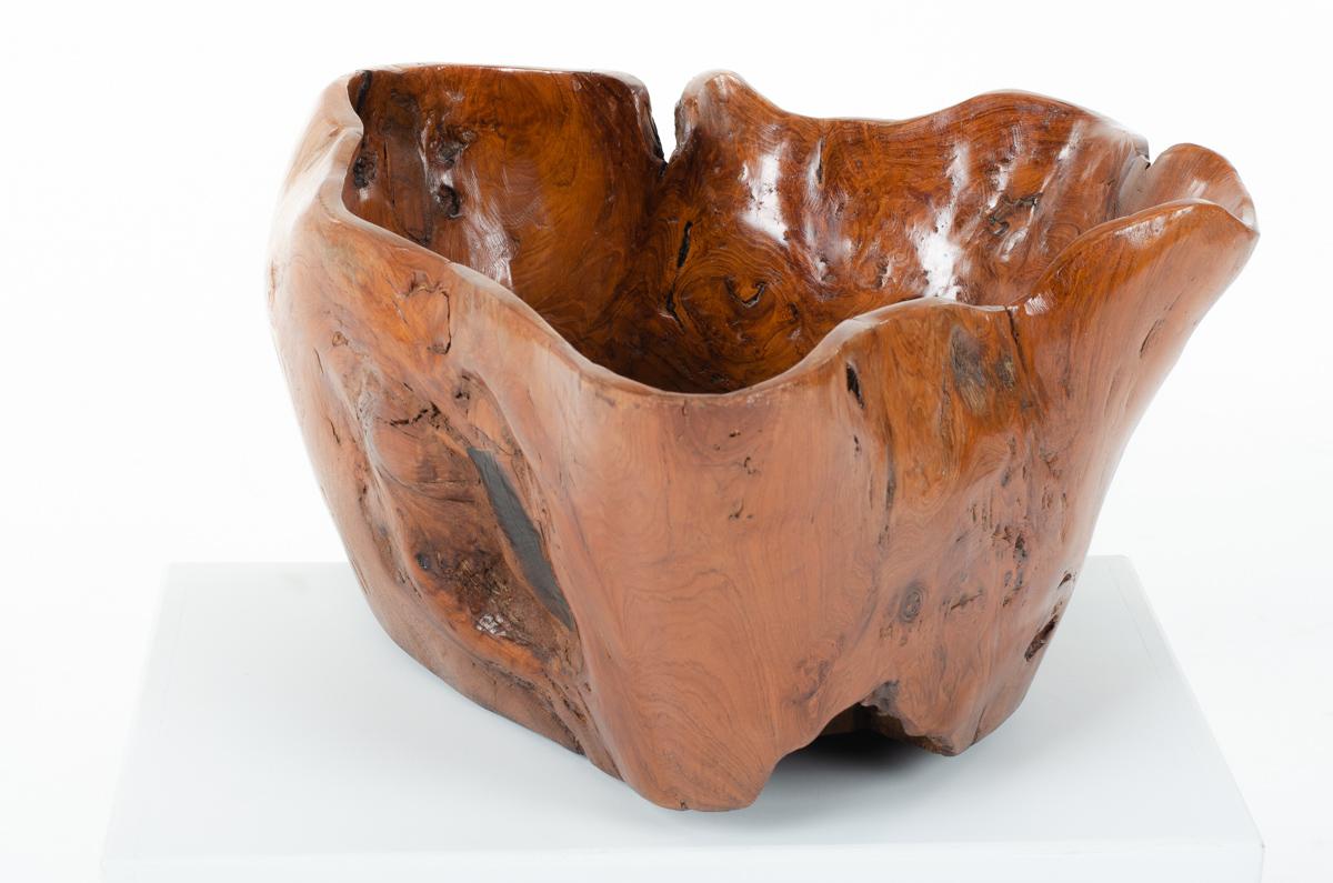 Olive tree bowl, brutalist design For Sale 6