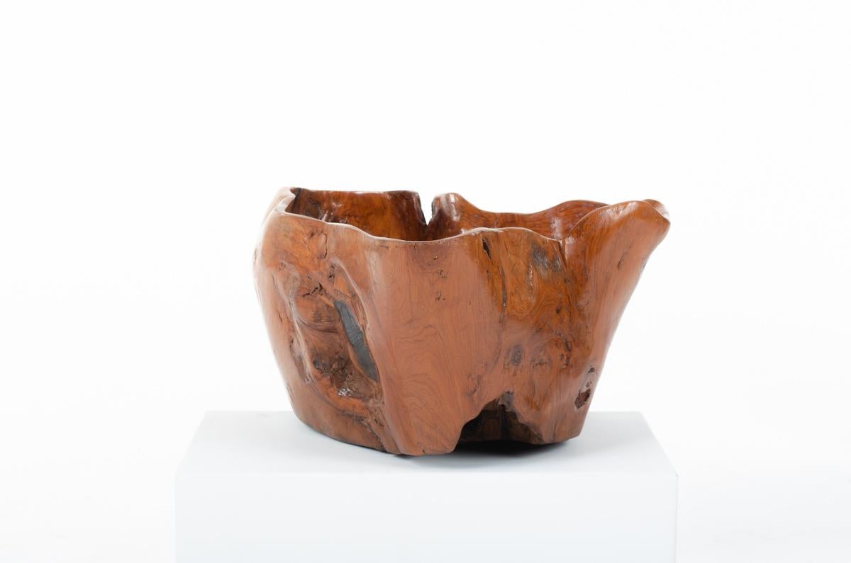Olive tree bowl, brutalist design In Good Condition For Sale In JASSANS-RIOTTIER, FR