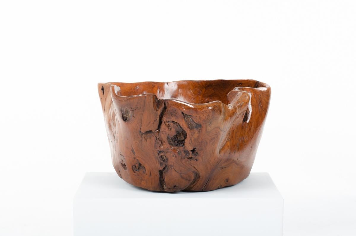 20th Century Olive tree bowl, brutalist design For Sale