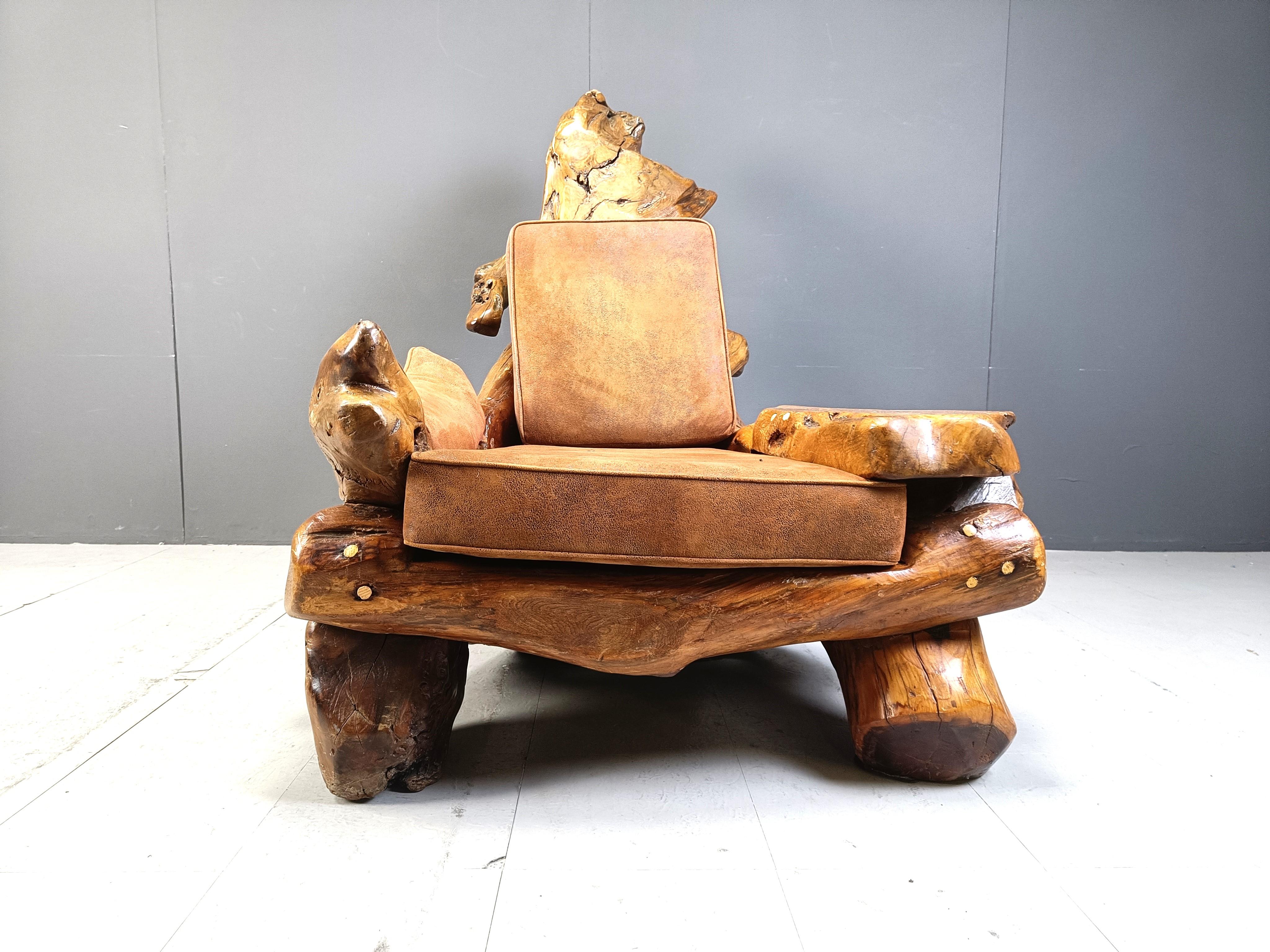 Fauteuil en racine d'olivier, 1960s Bon état - En vente à Leuven, Vlaams Gewest