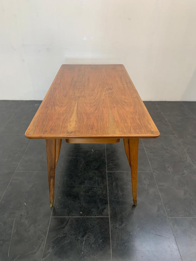 Olive Tree Table with Ebony Brass Tips For Sale 4