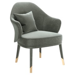 Olive Velvet Modern Bhutan Armchair