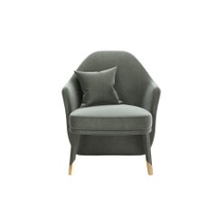 Olive Velvet Modern Bhutan Armchair High Back