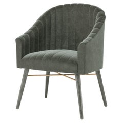 Olive Velvet Modern Uphostery Dining Chair W/ Feet