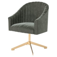 Olive Velvet Modern Uphostery Office Chair