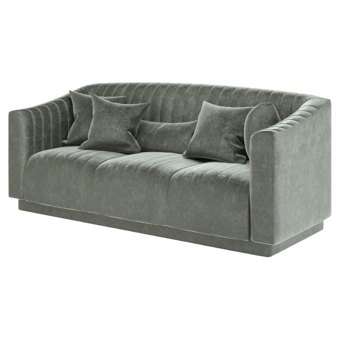 Olive Velvet Modern Uphostery Sofa For Sale