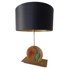 Olive wood  and resin console table lamp 