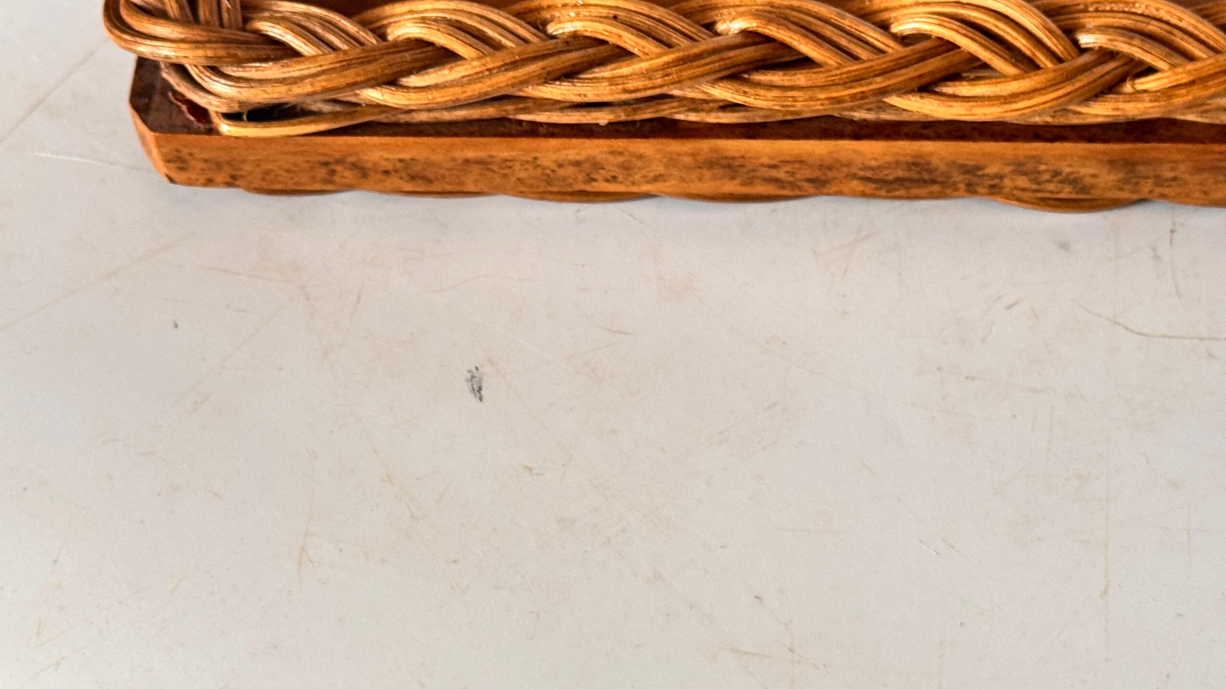 Serviertablett aus Olivenholz und geflochtenem Schilf - Frankreich, 1970er Jahre (Holz) im Angebot