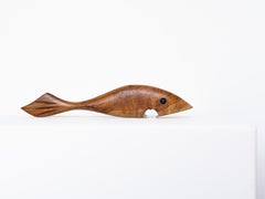 Olive Wood Bottle Opener, Fish Shaped, France 1970s
