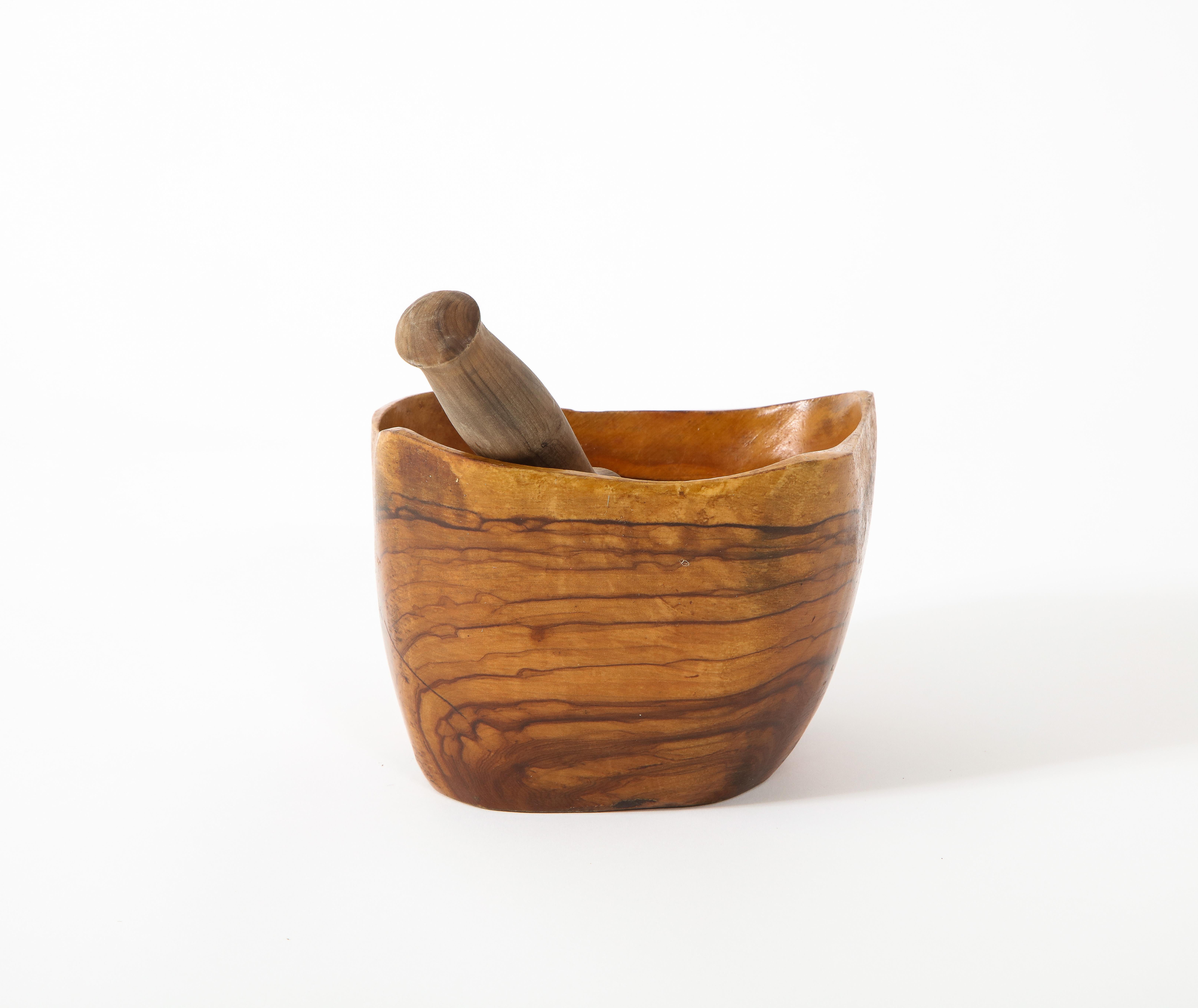 French Olive Wood Bowl, France, 1960's
