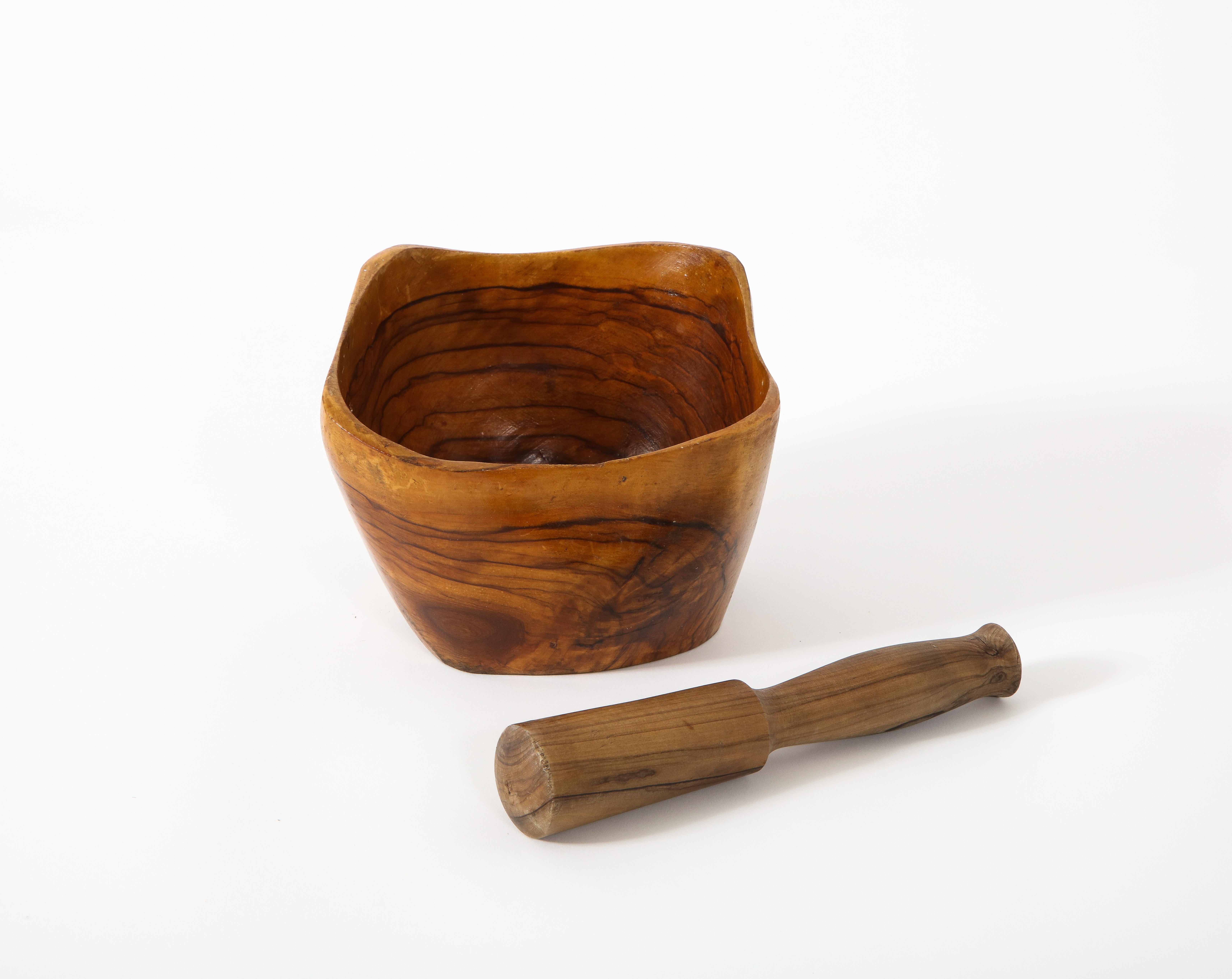20th Century Olive Wood Bowl, France, 1960's