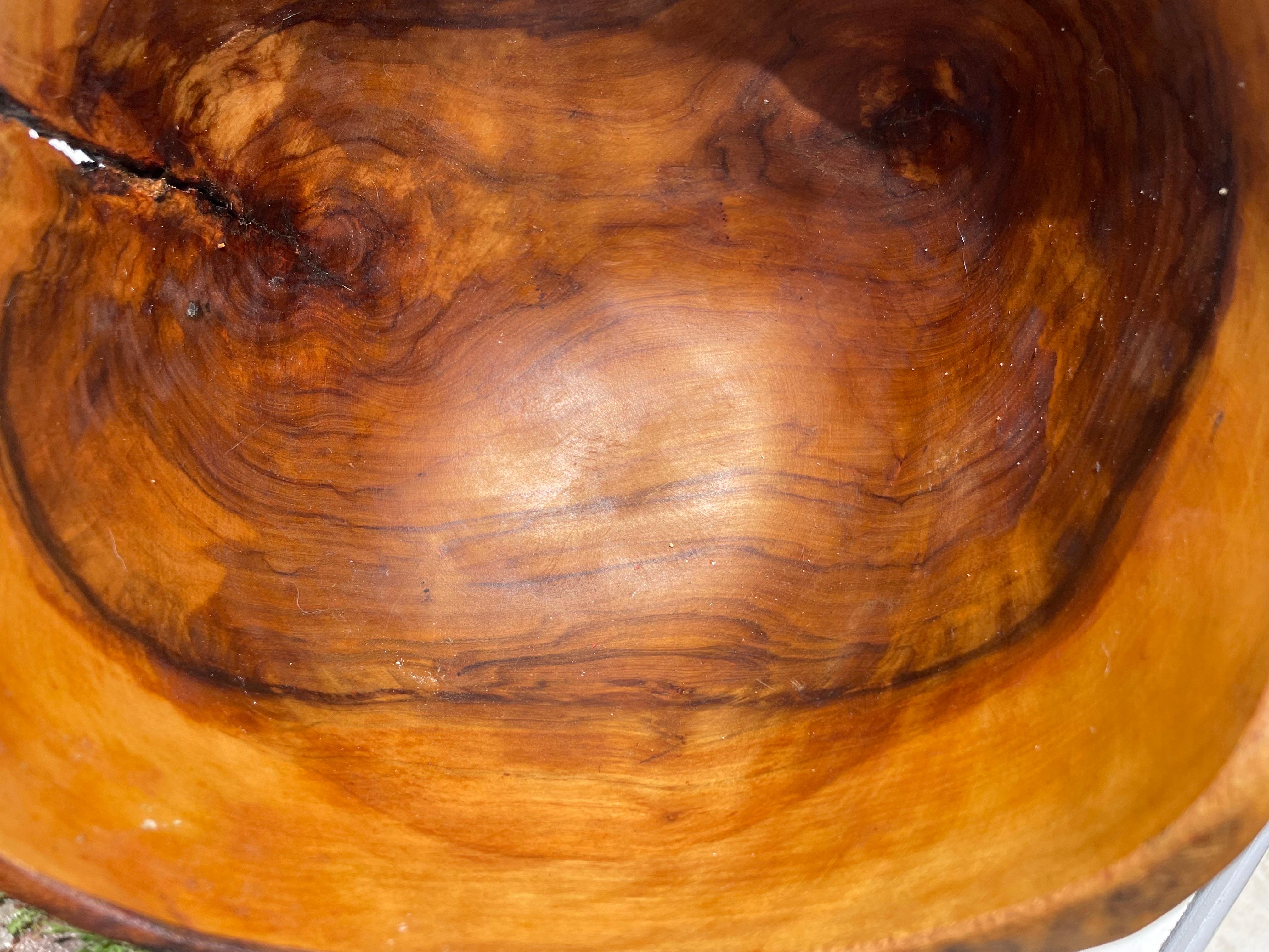 Italian Olive Wood Bowl, French Riviera Style, France 1960, Brown Color For Sale