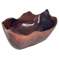 Olive Wood Bowl French Riviera Style, France 1970 Brown Color