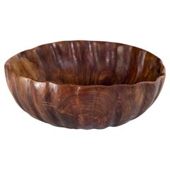 Vintage Olive Wood Bowl French Riviera Style, France 1970 Brown Color