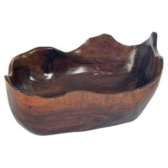 Bol en bois d'olivier style Côte d'Azur, France 1970 Couleur Brown