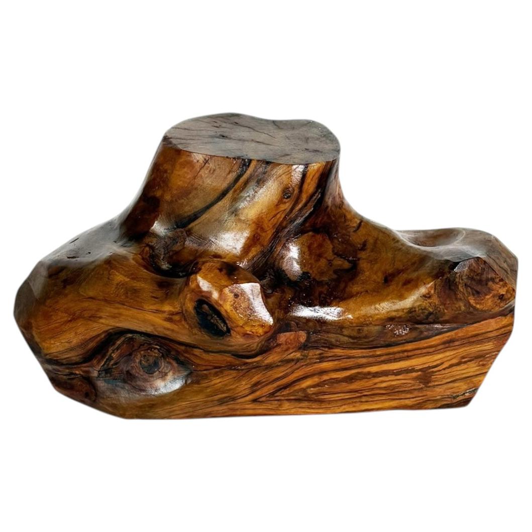 Olive wood box, France, 1960, brutalist style France For Sale