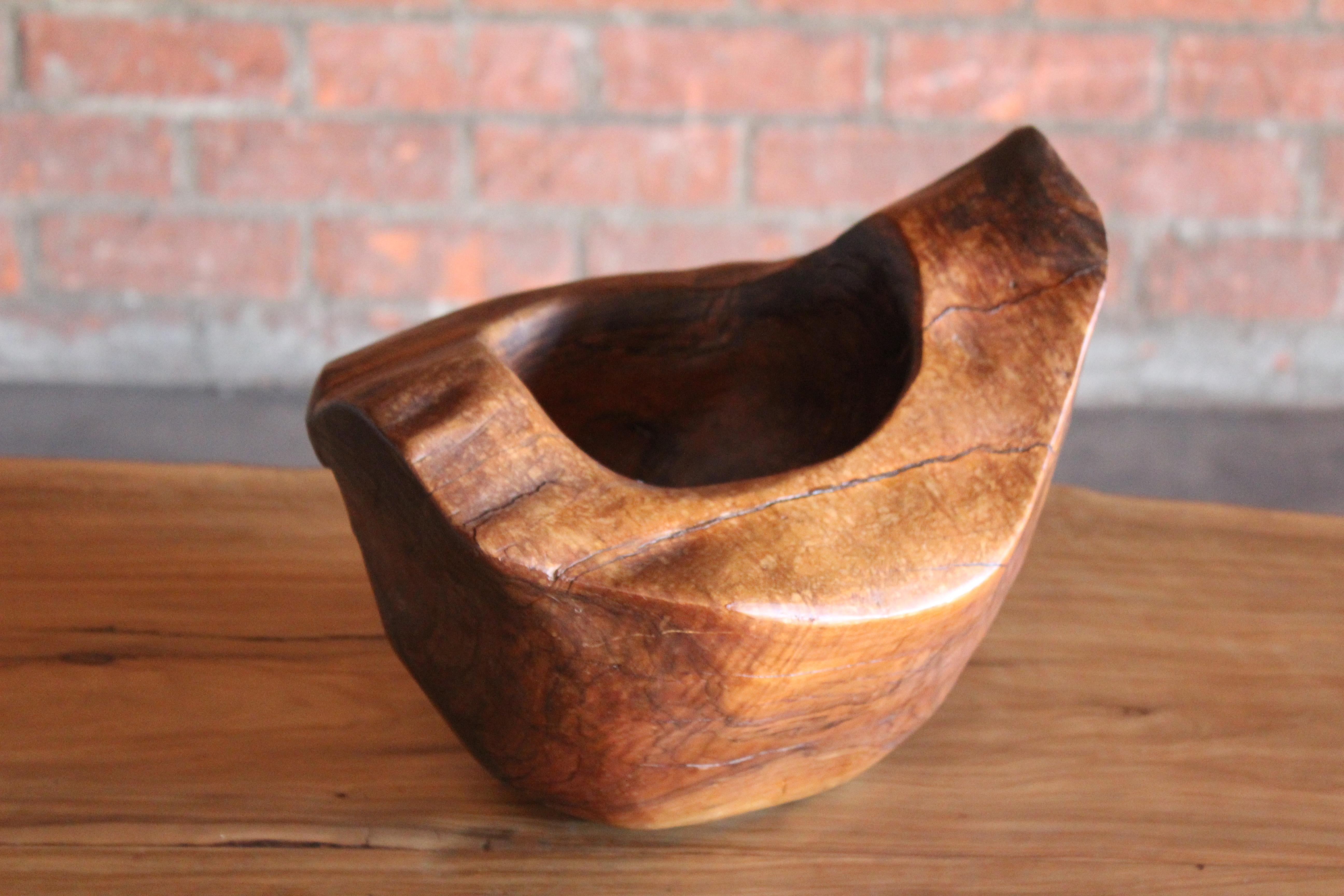 Organic Modern Olive Wood Catch-All Bowl, France, 1960s