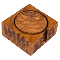 Olive Wood Coaster Set France Circa 1970