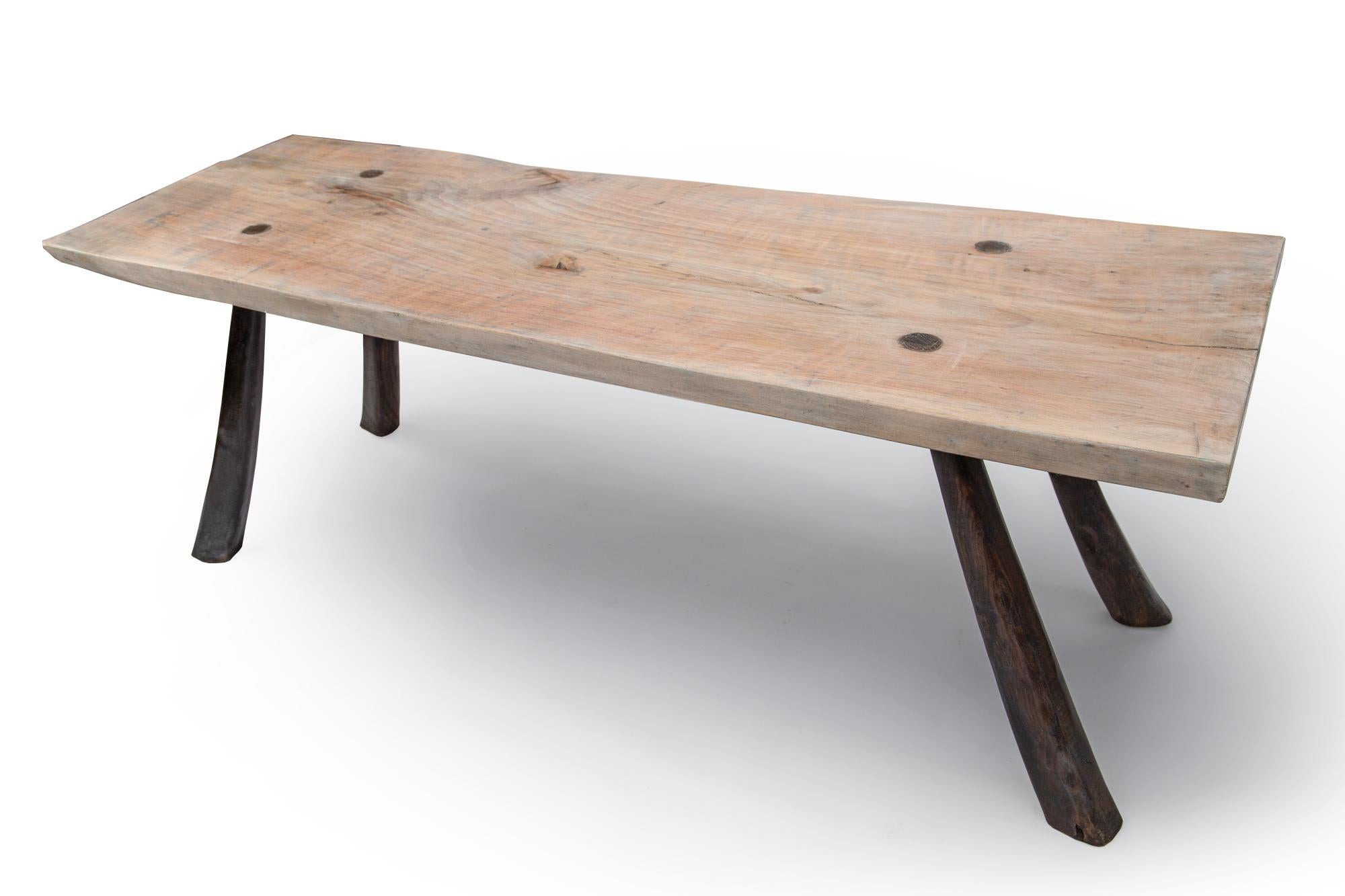 Spanish Olive Wood Constructivist Table from the Balearics, early 20th C
