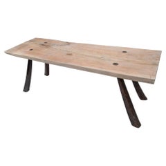 Olive Wood Constructivist Table from the Balearics, early 20th C