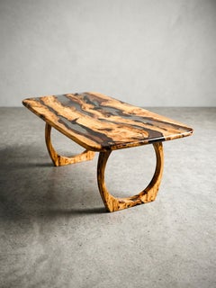 Olive Wood Dining Table with Clear Epoxy Resin, Custom Design, Seats 8-10