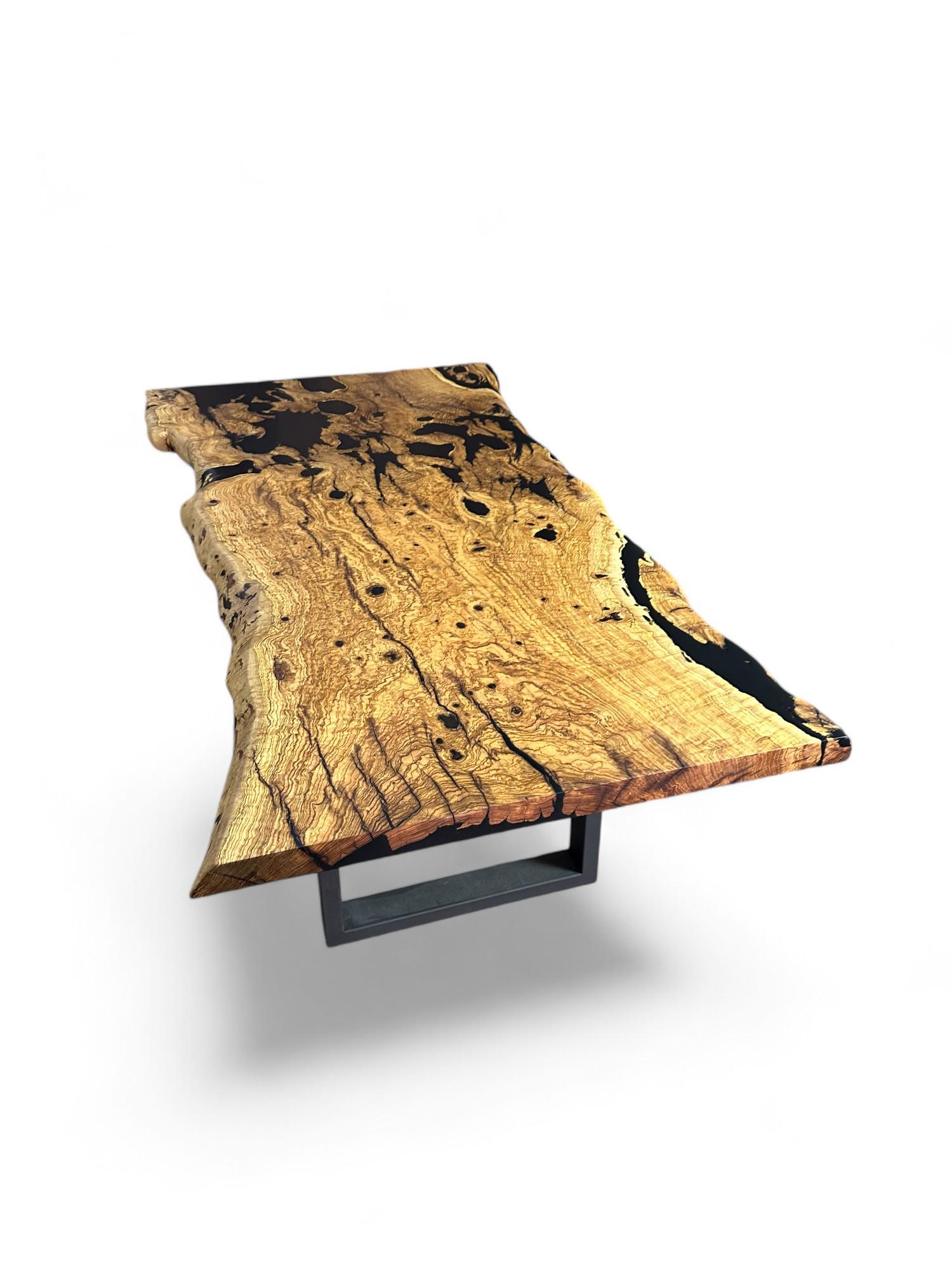 Olive Wood Epoxy Table - Wooden Dining Table - Rustic Wood Dine Table For 6 For Sale 2