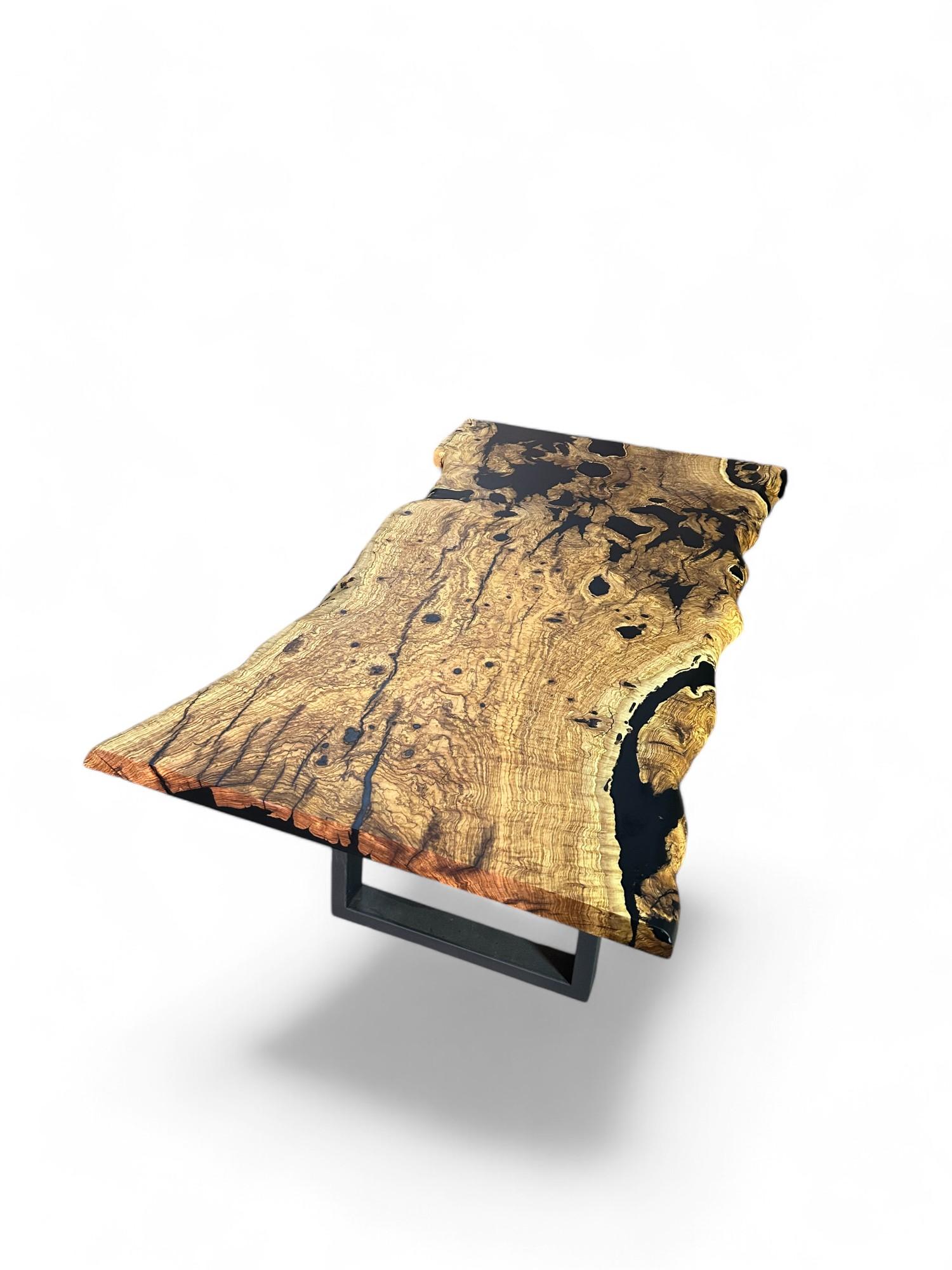 Olive Wood Epoxy Table - Wooden Dining Table - Rustic Wood Dine Table For 6 For Sale 4