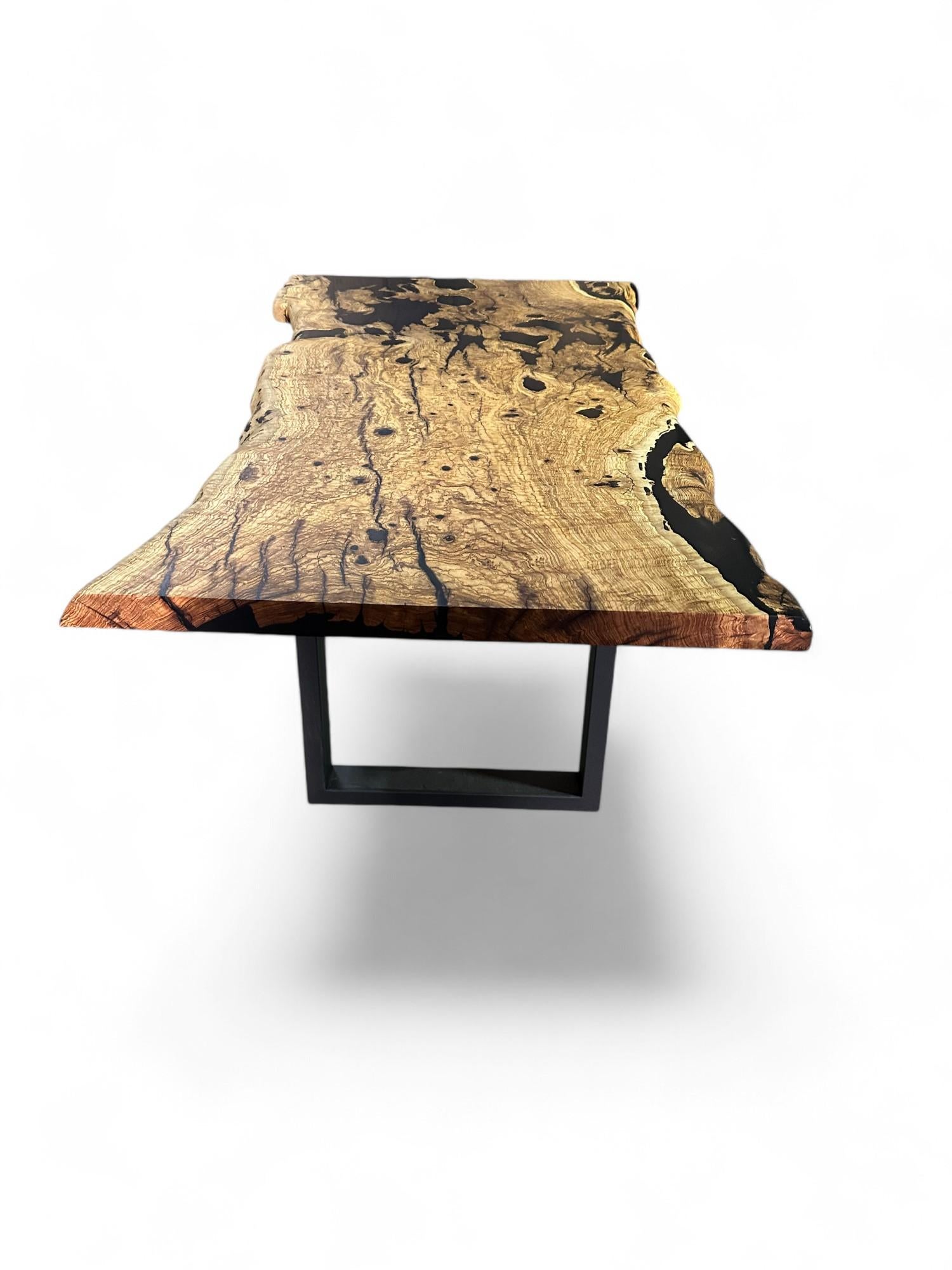 Olive Wood Epoxy Table - Wooden Dining Table - Rustic Wood Dine Table For 6 For Sale 6