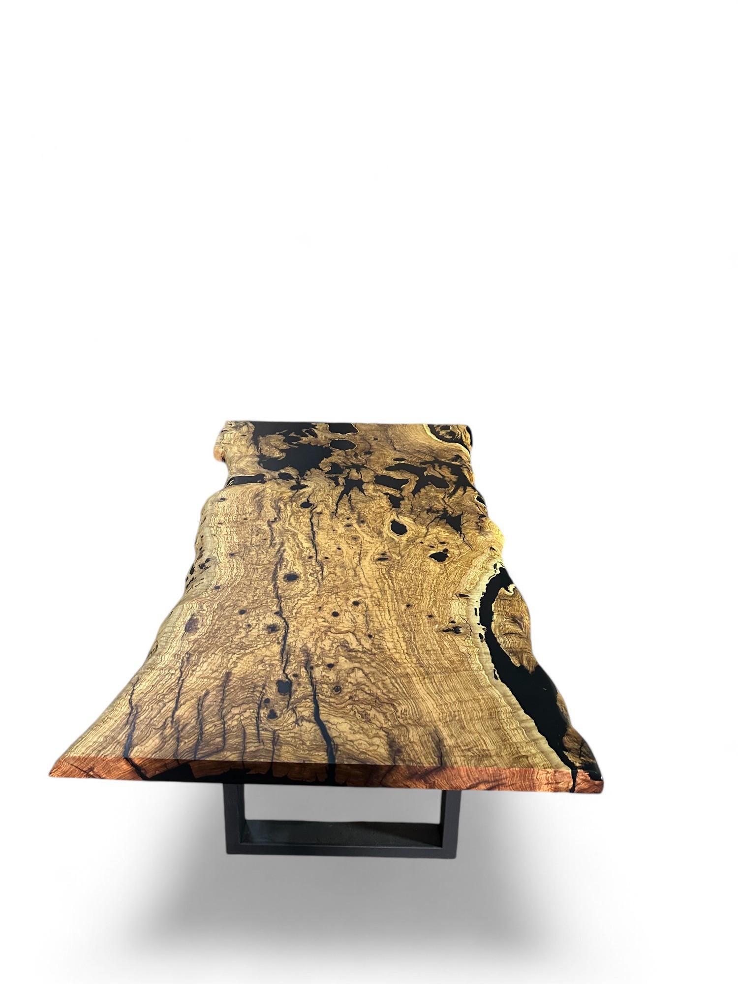 Turkish Olive Wood Epoxy Table - Wooden Dining Table - Rustic Wood Dine Table For 6 For Sale