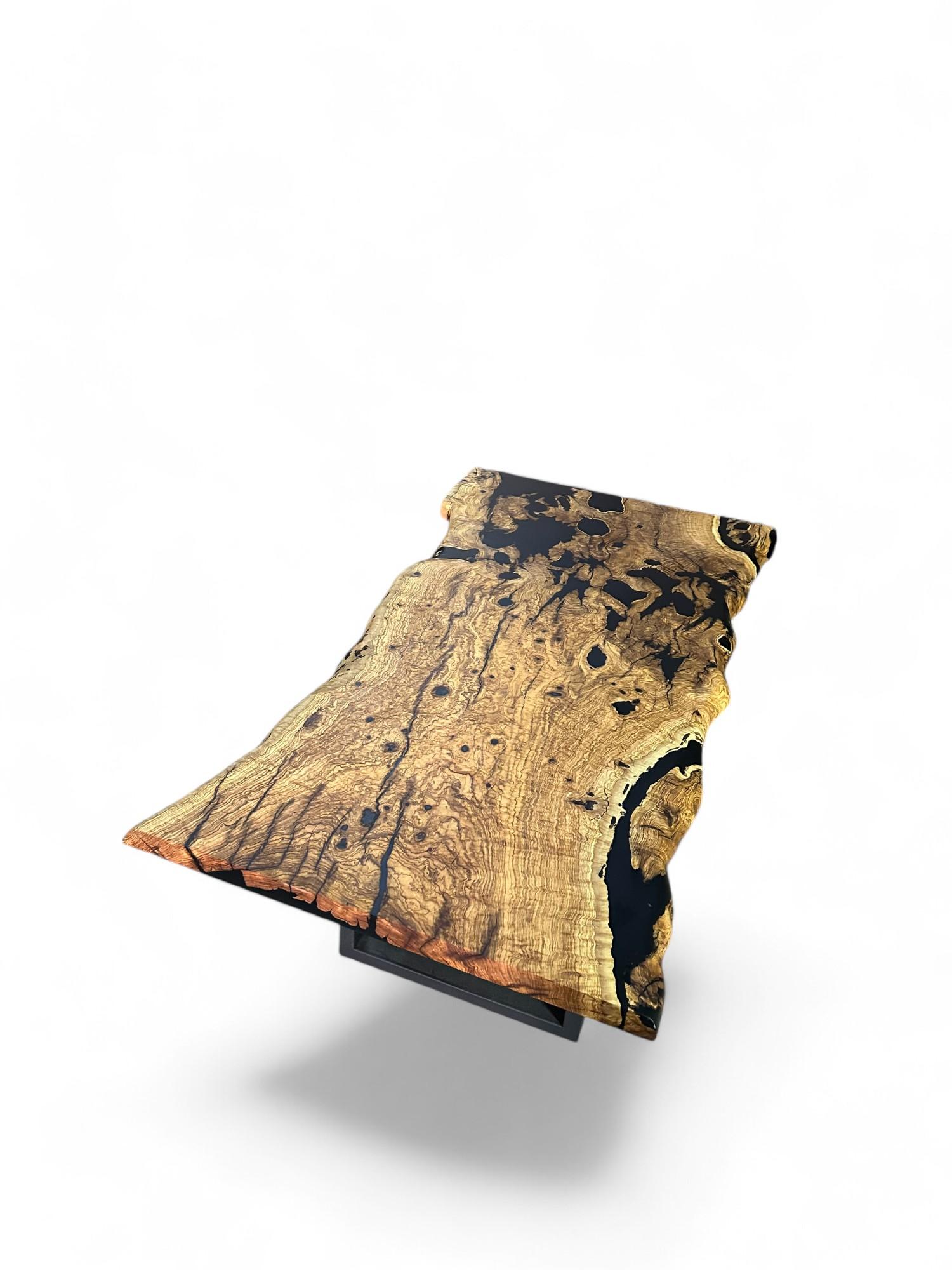 Contemporary Olive Wood Epoxy Table - Wooden Dining Table - Rustic Wood Dine Table For 6 For Sale