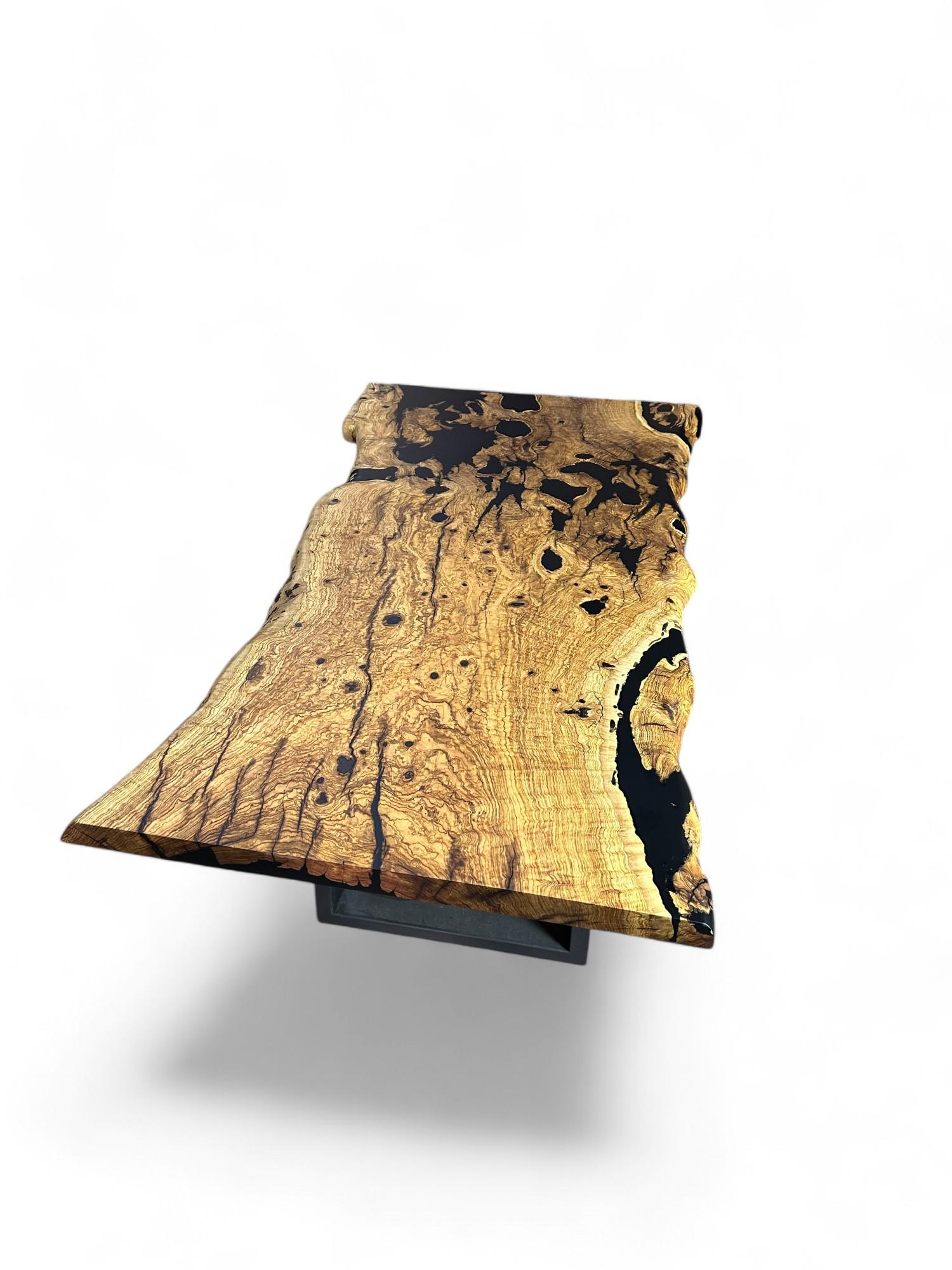 Epoxy Resin Olive Wood Epoxy Table - Wooden Dining Table - Rustic Wood Dine Table For 6 For Sale