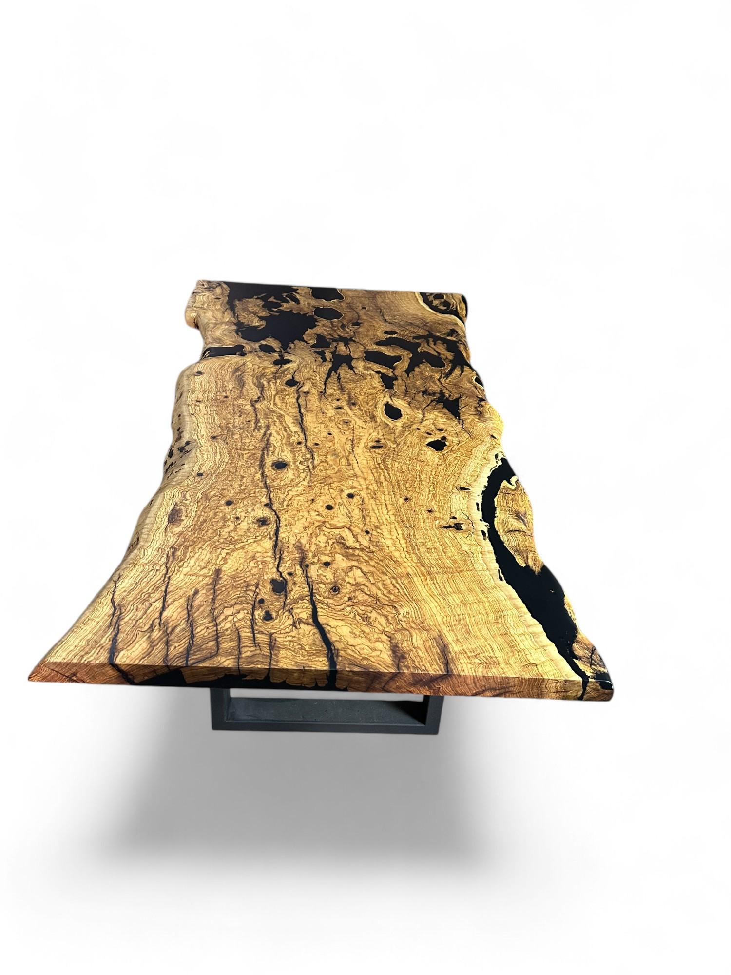 Olive Wood Epoxy Table - Wooden Dining Table - Rustic Wood Dine Table For 6 For Sale 1