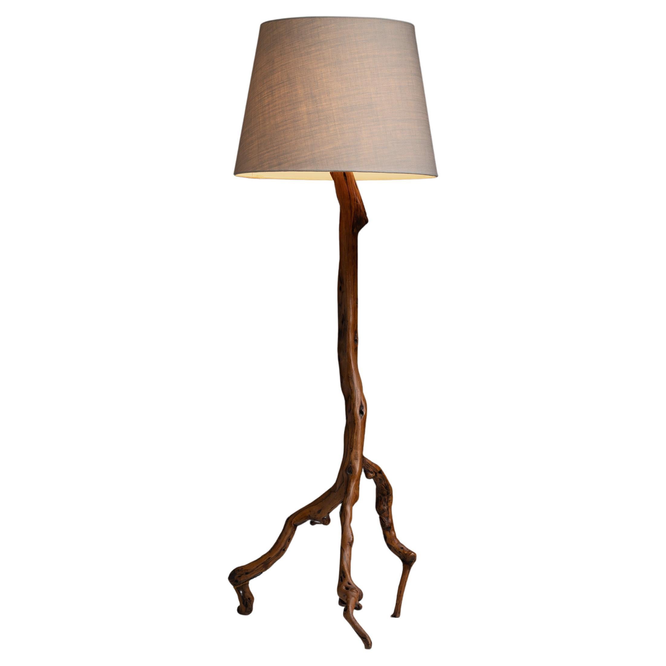 Olive Wood Floor Lamp, England, circa 1960 For Sale