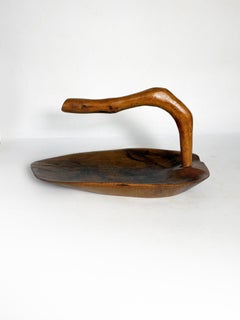 Olive Wood Fruit Basket, Handcrafted in France, Rustic Design, 1950s