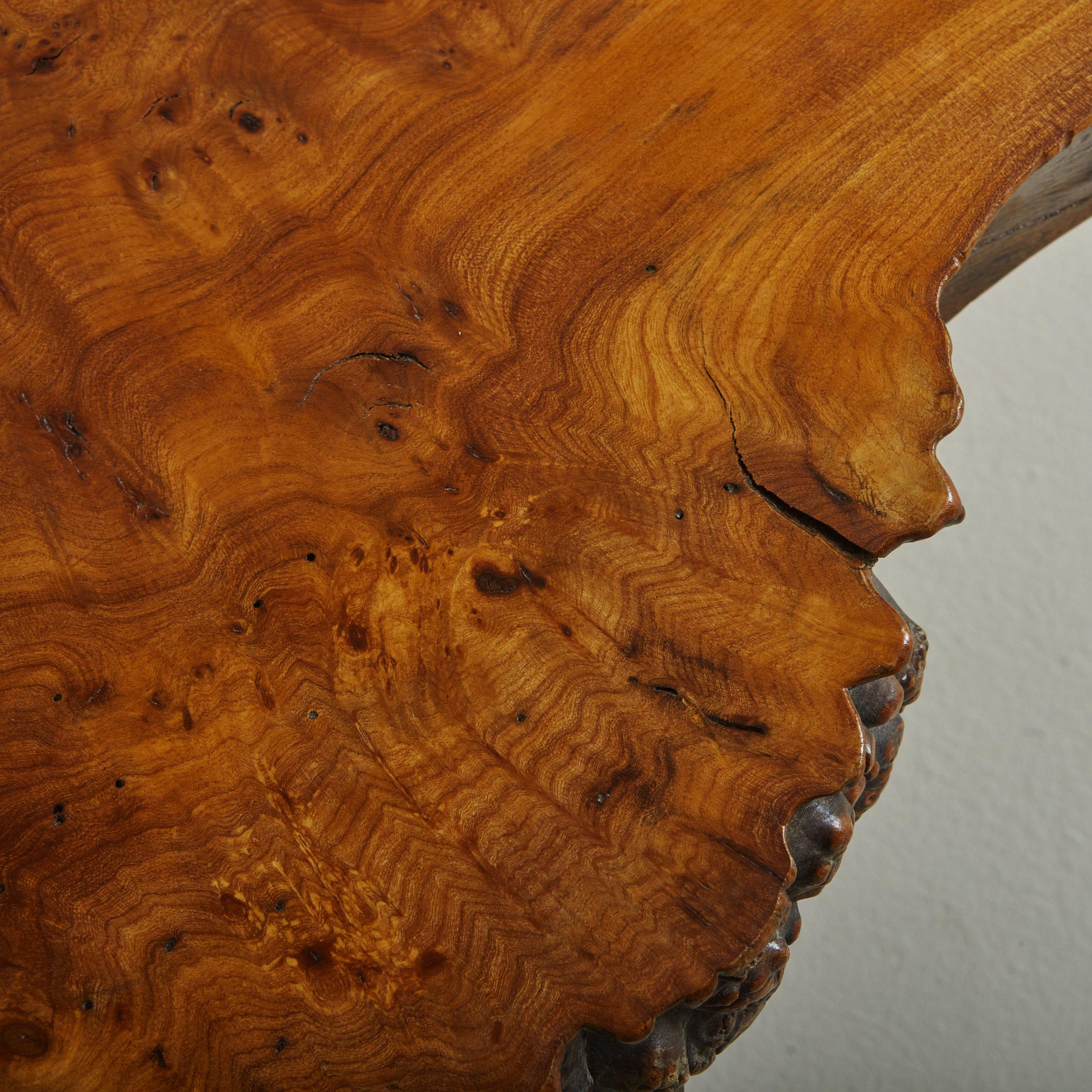Olive Wood Live Edge Coffee Table Signed Cauvin, France 1960s For Sale 4