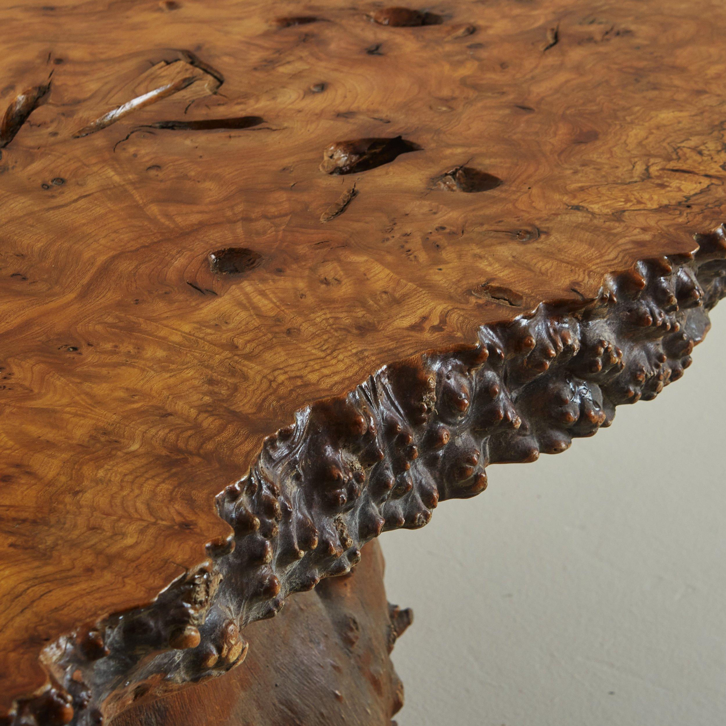 Olive Wood Live Edge Coffee Table Signed Cauvin, France 1960s For Sale 5