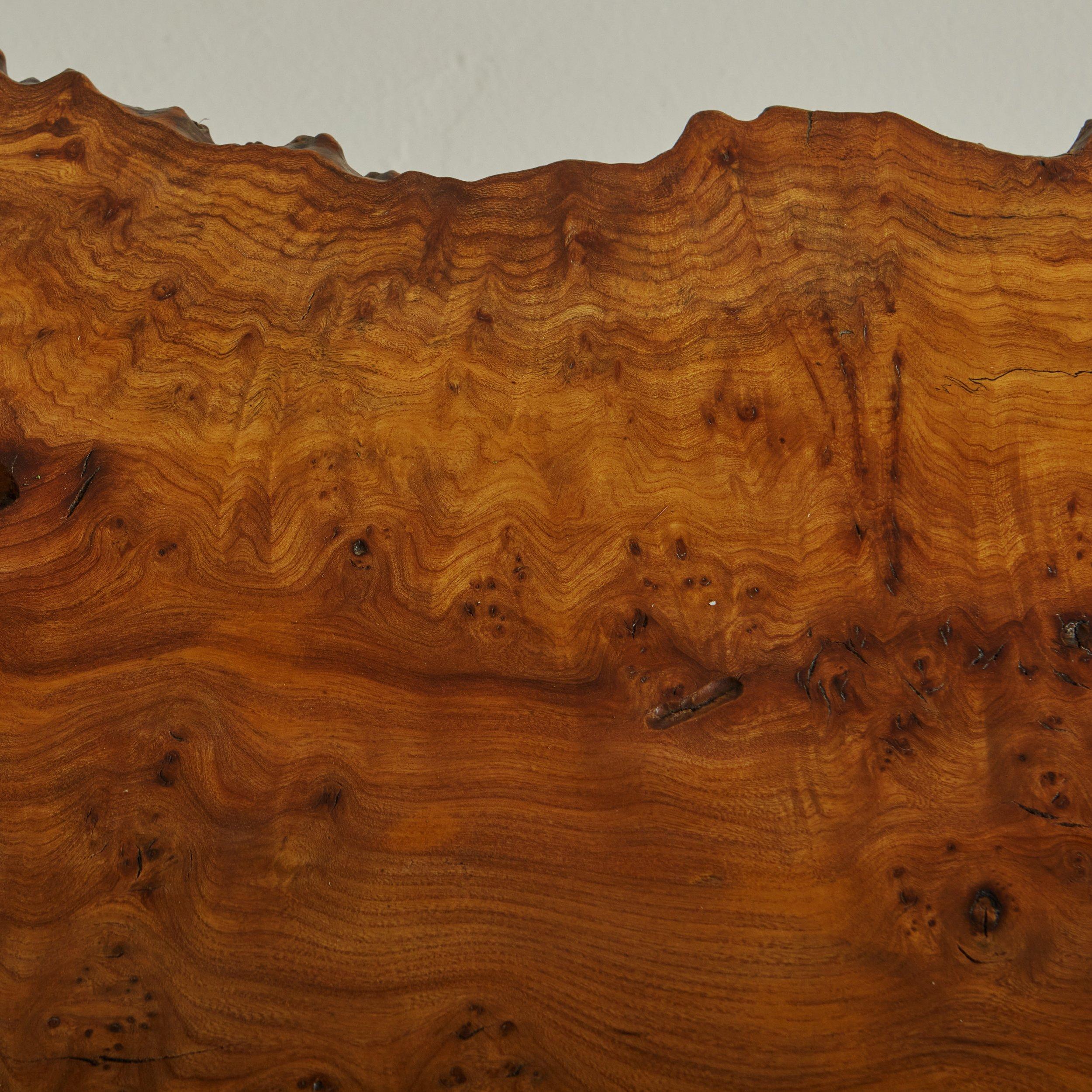 Olive Wood Live Edge Coffee Table Signed Cauvin, France 1960s For Sale 1