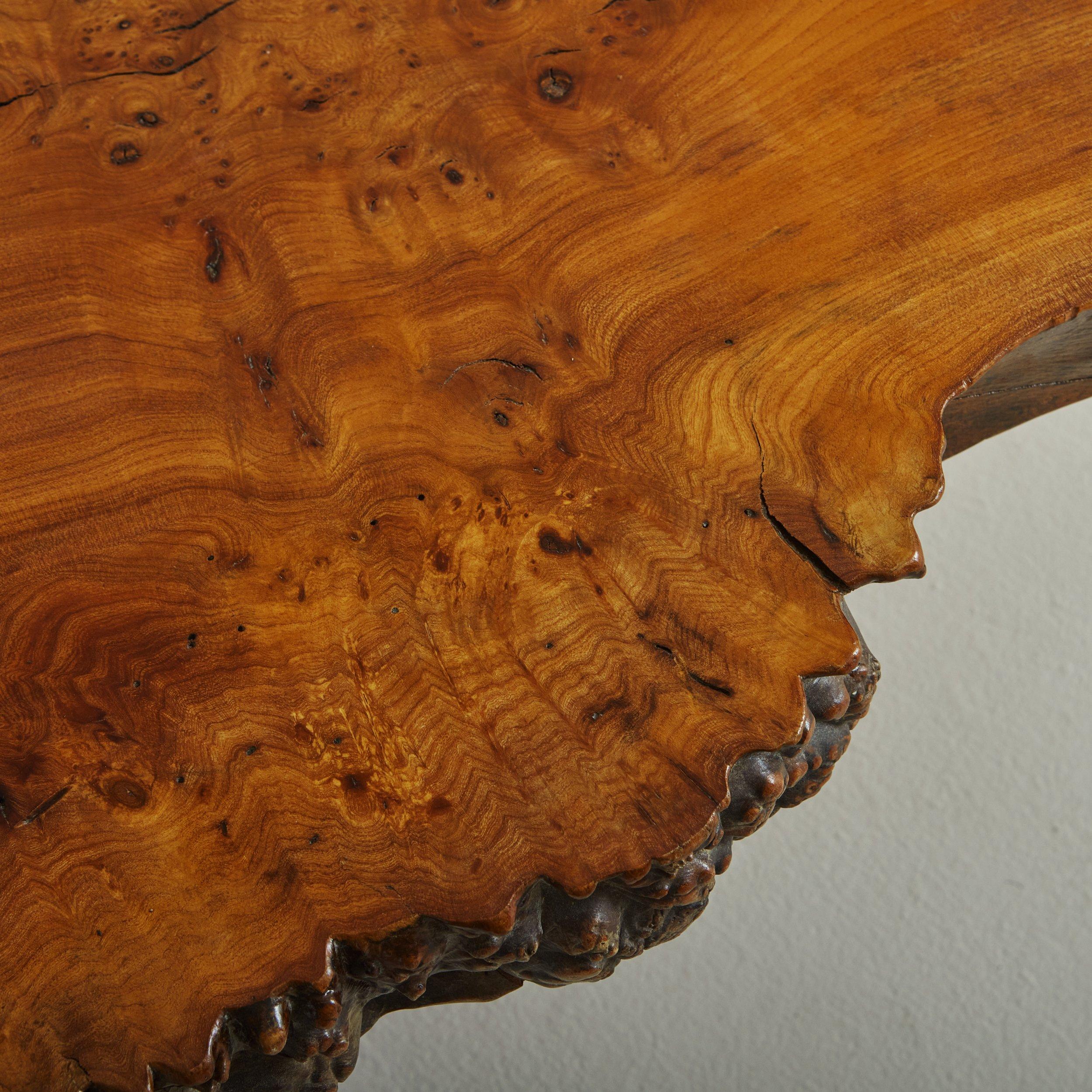Olive Wood Live Edge Coffee Table Signed Cauvin, France 1960s For Sale 2
