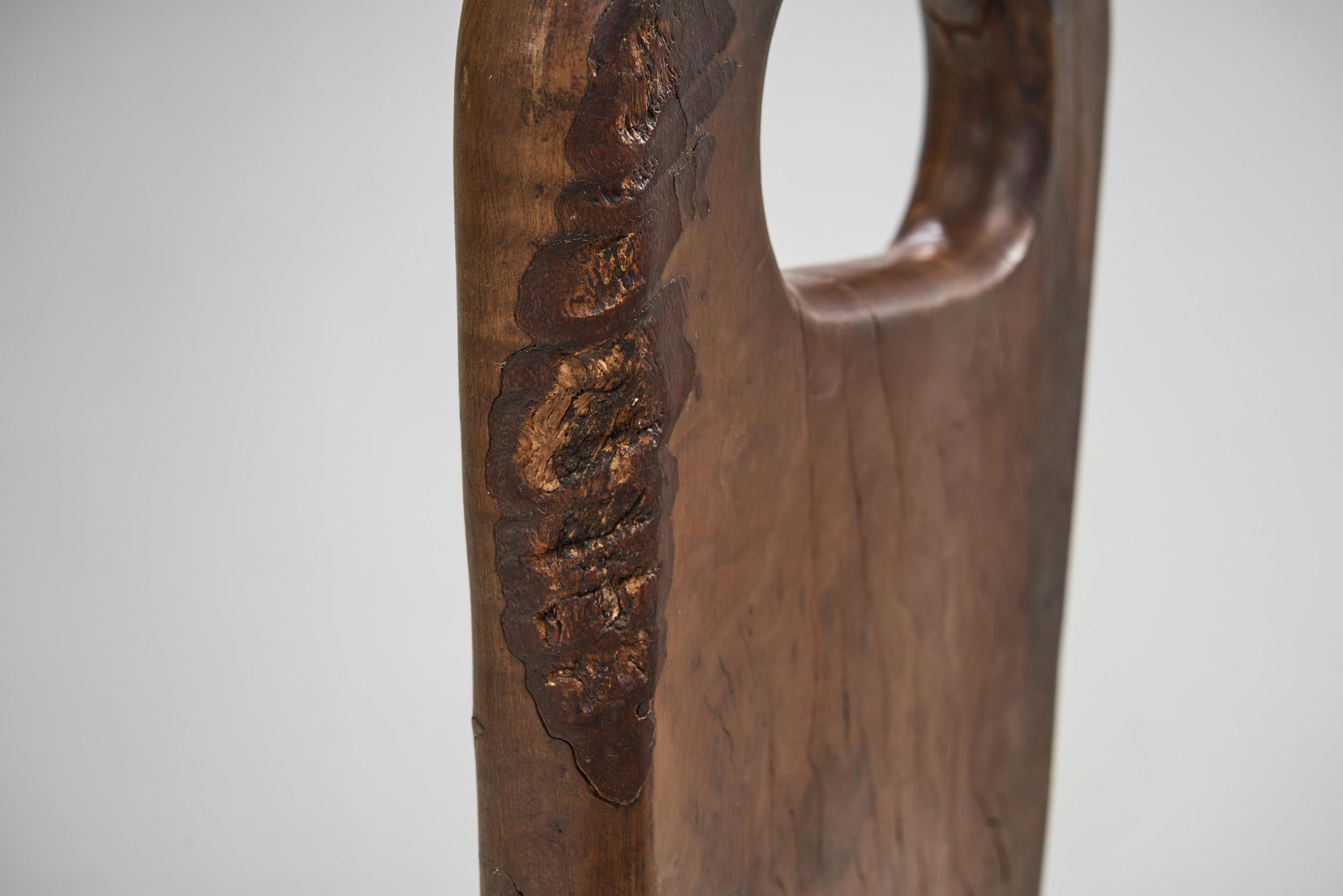 Olive Wood Sculptural High Back French Chairs, France, circa 1970s For Sale 5