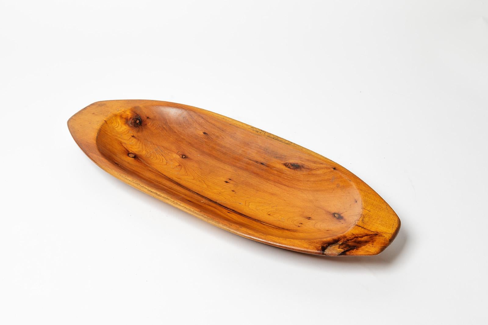 Mid-Century Modern Olive Wood Sculptural Plate or Dish circa 1950 French Design Bowl For Sale