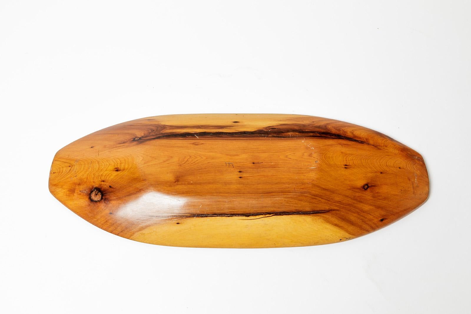 Olive Wood Sculptural Plate or Dish circa 1950 French Design Bowl For Sale 1