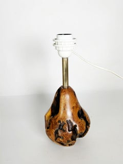 Olive Wood Table Lamp, France, 1960s
