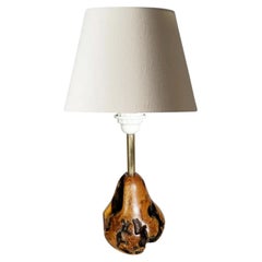 Olive Wood Table Lamp, France, 1960s