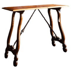 Olive wood trestle table, ex collection Maurice Druon. Spanish 1780