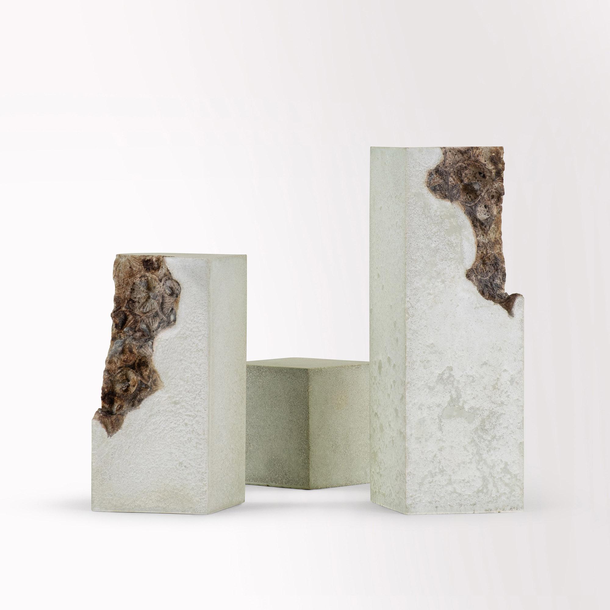 Traces (Trinity) by Oliver Ashworth-Martin - Concrete sculpture, abstract, wood For Sale 1