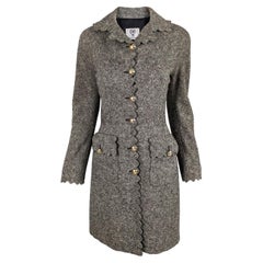 Oliver by Valentino 90s Vintage Womens Grey Wool Tweed Whimsical Coat, 1990s