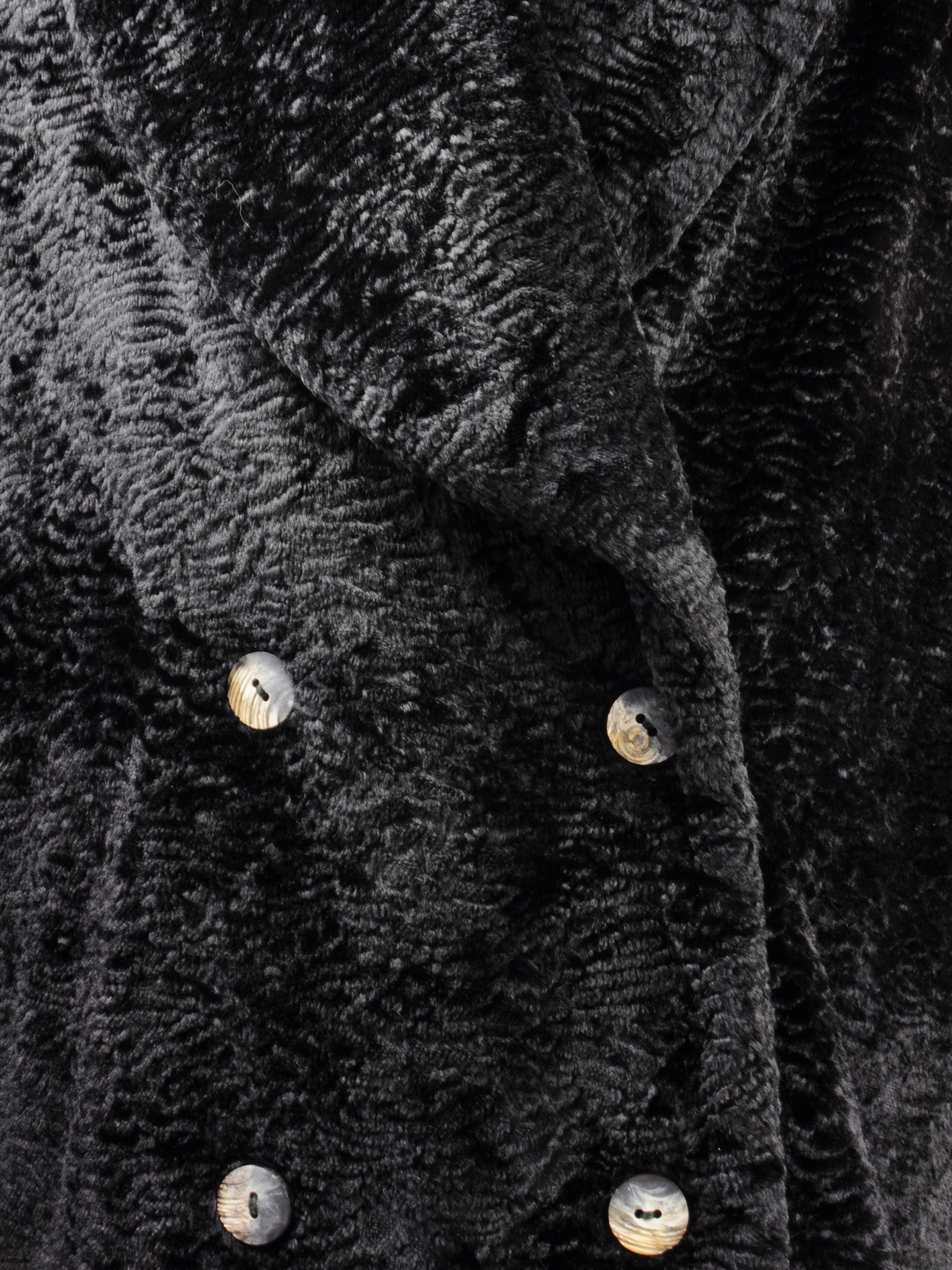 Oliver by Valentino Faux Astrakan Fur Double Breasted Coat Shawl Collar 1990s For Sale 9
