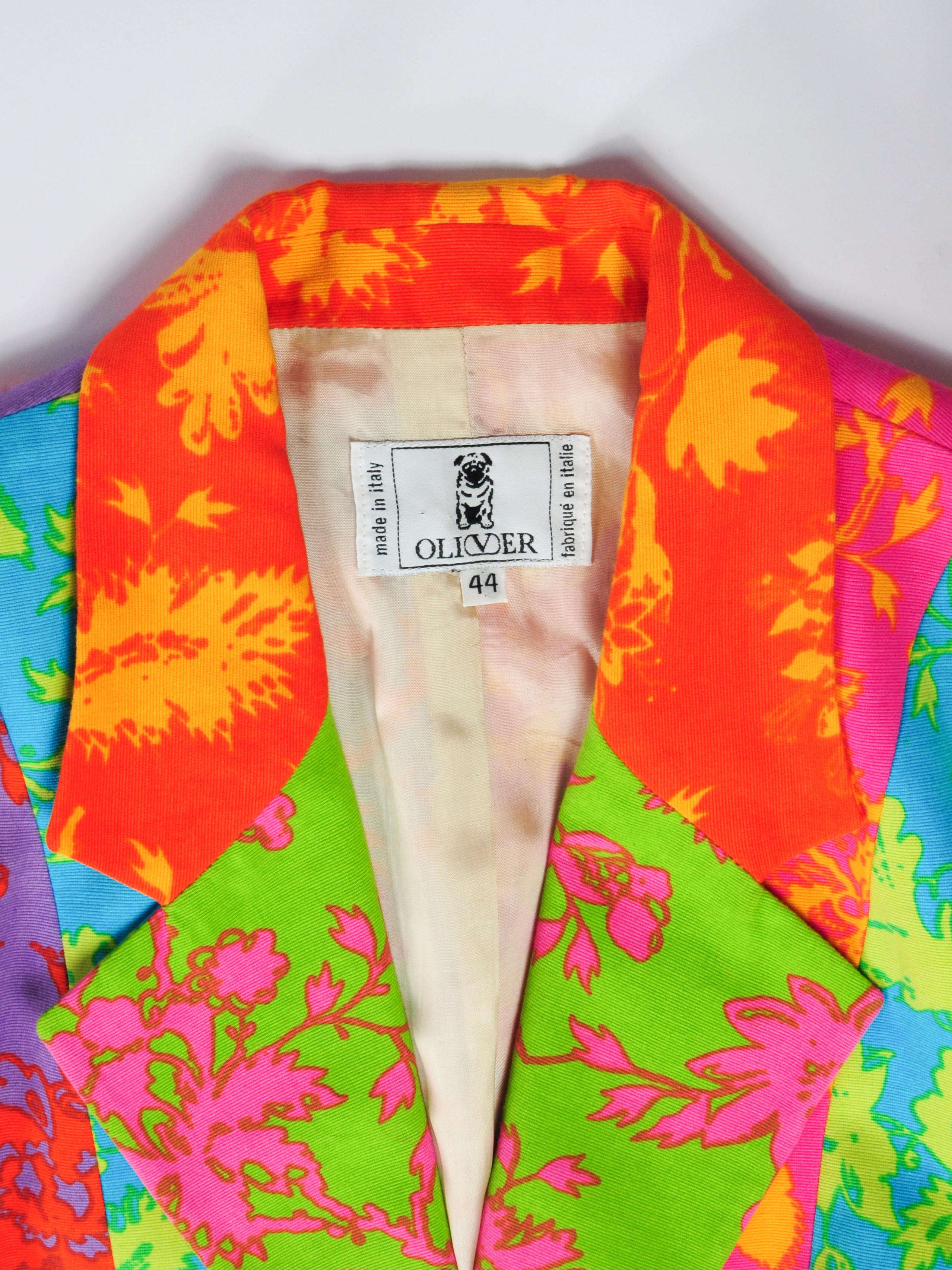 Oliver by Valentino Multicolour Floral Patchwork Pencilskirt Suit 1990s For Sale 13