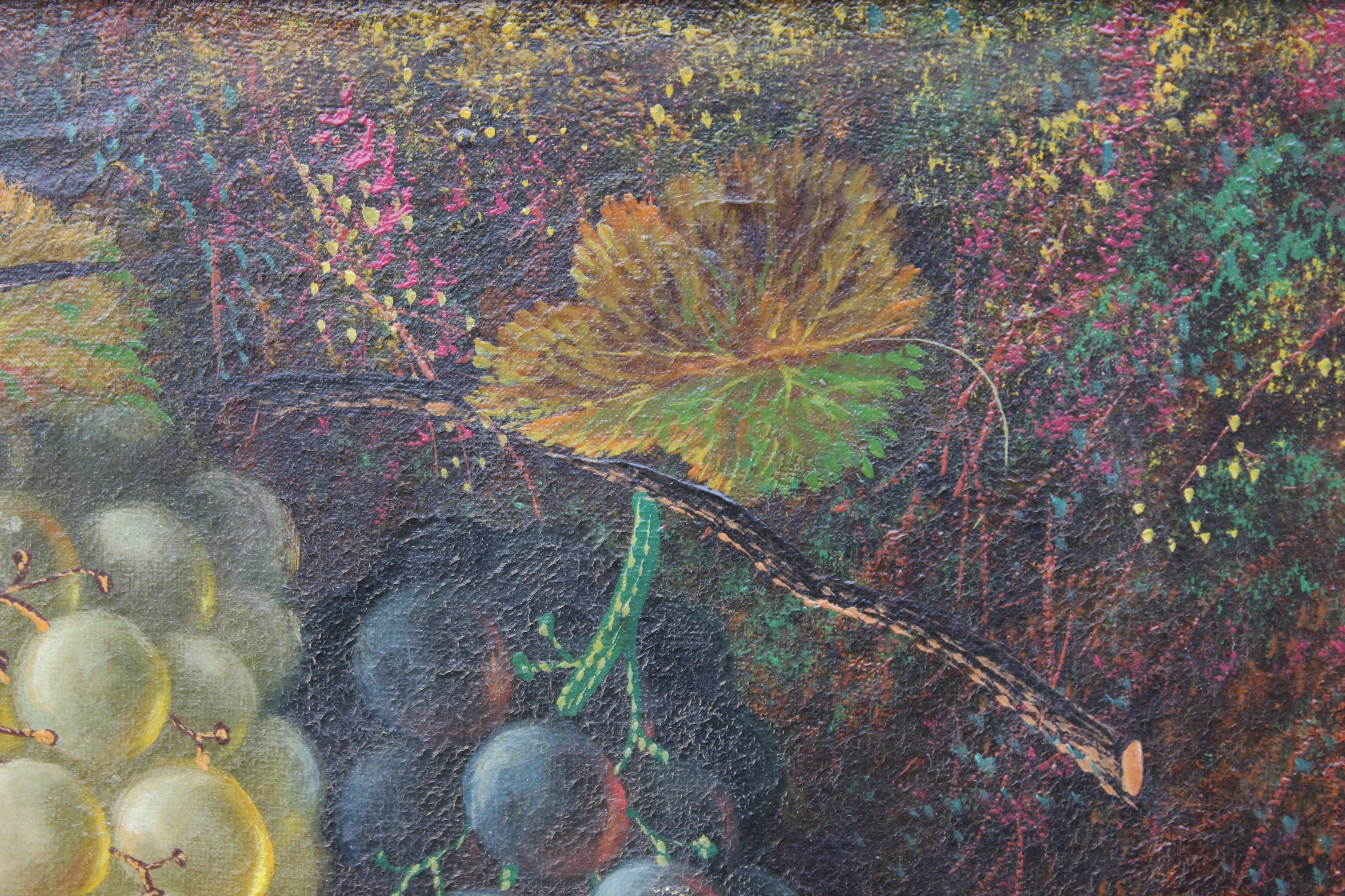 Naturalistisches Vanitas-Obststillleben mit Trauben, Birnen und Äpfeln (Naturalismus), Painting, von Oliver Clare